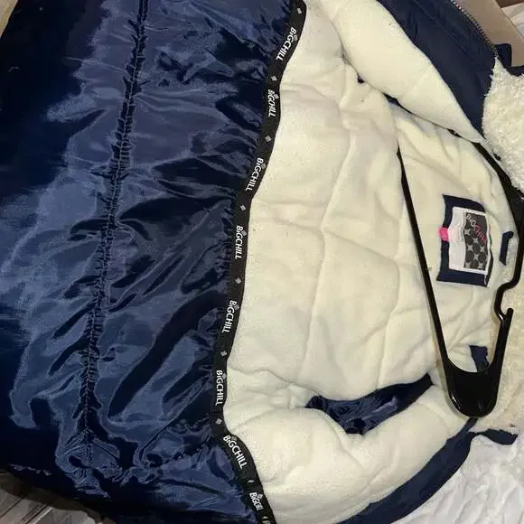 Big Chill Expedition Series Navy Blue Winter Parka Jacket Faux Fur Lined